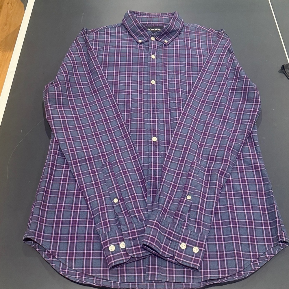 Bonobos Purple and Blue Plaid Shirt